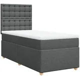 vidaXL Boxspringbett mit Matratze Dunkelgrau 100x200 cm Stoff