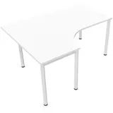 Eckschreibtisch Lemgo Rundfuß Typ Z Weiss | Höhe 740 mm | Breite 1600 mm | Tiefe 1200 mm | L-Form | 25 mm Plattenstärke | Theo