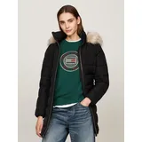 Tommy Hilfiger Steppmantel HERITAGE DOWN TYRA COAT WITH FUR mit Fellimitat schwarz M (38)