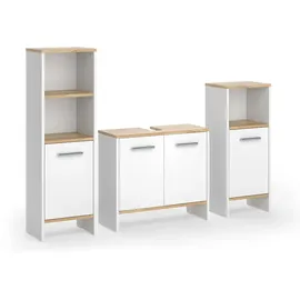 Vicco Karli 3-tlg. Weiß/Goldkraft Eiche