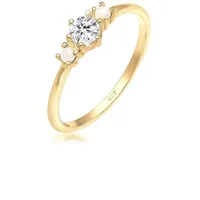 Elli Verlobungsring Glas Kristalle Synthetische Perle Weiß 925 Sterling Silber goldfarben 56 mm