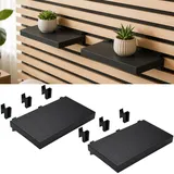 2 Stück Regal für Akustikpaneele,Akustikpaneele Zubehör Ohne Bohren,Schweberegal Schwarz,Schwarze Paneele Zubehör,Regal für Paneele für Pflanzen/Blumen und Deko Artikel