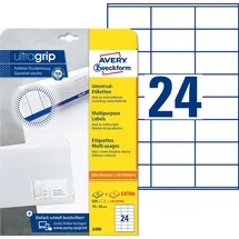 Avery Zweckform Universaletiketten 3490 Weiß 70 x 36 mm 30 Blatt