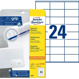 Avery Zweckform Universaletiketten 3490 Weiß 70 x 36 mm 30 Blatt