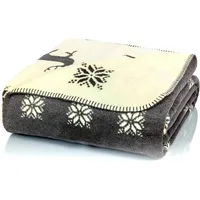Glart Kuscheldecke Rentier Grau-Beige XL 150x200 cm, weiche &