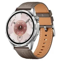 Huawei Watch GT 5 46 mm Silber Lederarmband Braun