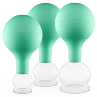 PULOX Schröpfgläser aus Echtglas mit Saugball - Set Trio klein in Grün: 25mm, 32mm, 40mm 3 St