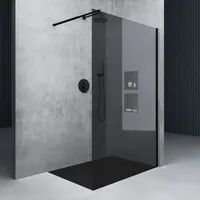 doporro Duschwand für Dusche Duschabtrennung 80x200cm Schwarz Walk-In Dusche 8mm ESG-Sicherheitsglas Vollsatiniert inkl. NANO Bremen01VG