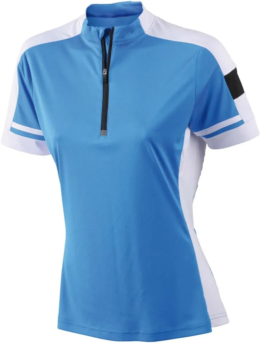 James & Nicholson Damen Rad Shirt mit 1/2 Zip T-Shirt JN451 cobalt M