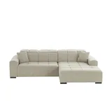 Möbel Kraft Eckcouch Flachgewebe 3-Sitzer Beige