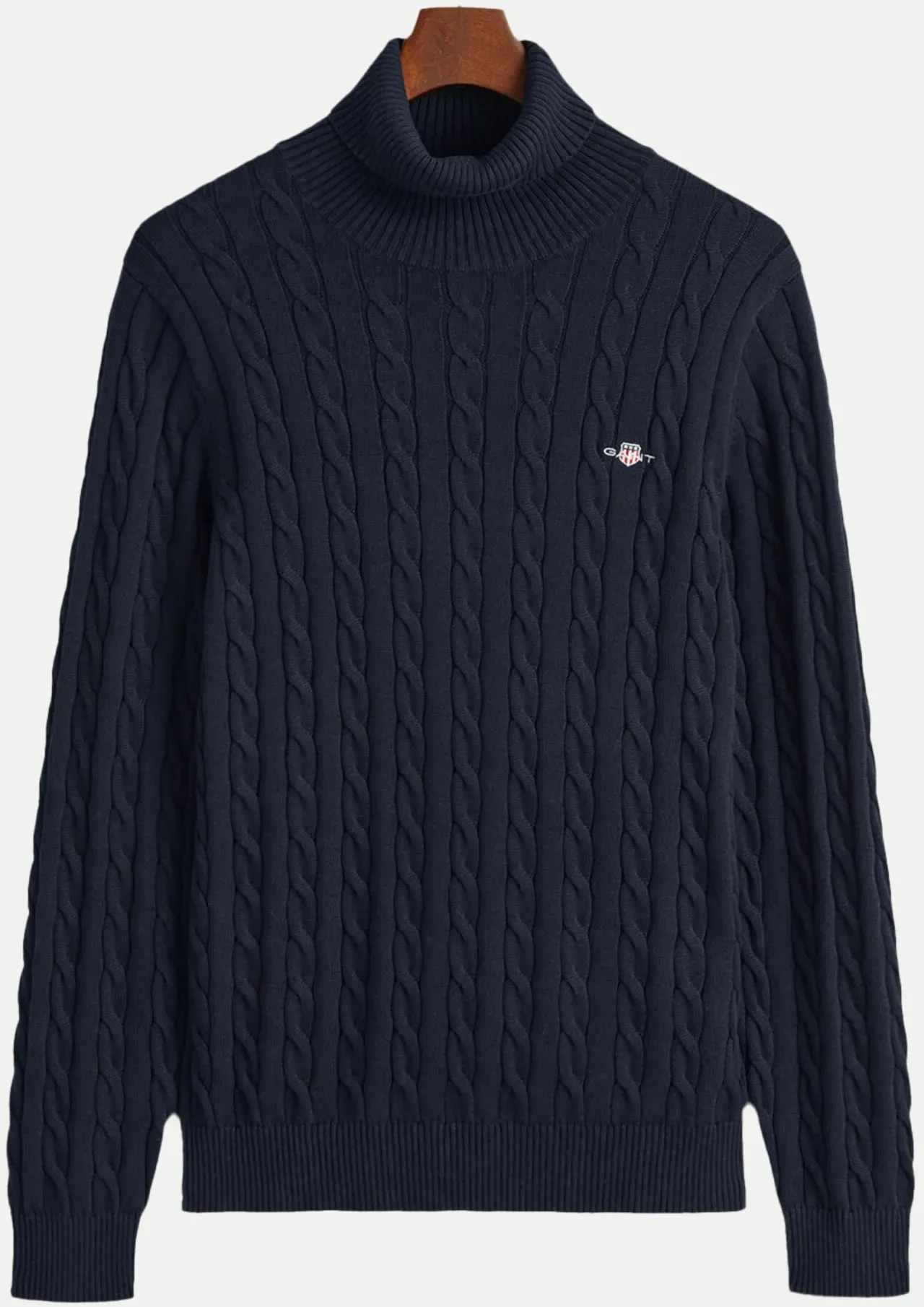 Zopfstrick Rollkragenpullover Blau XXL