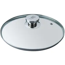 Fackelmann Chefkoch Premium Pfannenglasdeckel ø28cm – Edelstahl Knauf mit exklusivem Logo, Spülmaschinenfest, Elegantes Design, Perfekte Passform – Silber