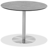 Natur24 Gartentisch Gartentisch Bistrox 95 rund Tischplatte HPL Zement Gestell Edelstahl