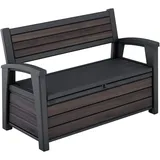 Keter Signature Gartenbank 130x60x85 cm, wetterfeste Aufbewahrungsbank mit 227 Liter Stauraum, Holzdesign Rosewood, 2-Sitzer Sitzgelegenheit, Palisander