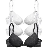 PETITE FLEUR Push-up-BH Damen 2xweiß+1xschwarz Gr.80B