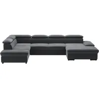 sit&more Wohnlandschaft SIT & MORE "Alcudia U-Form", grau (dunkelgrau), B:349cm H:73cm T:226cm, 98% Polyester, 2% Polyamid, Sofas, Wohnlandschaft, wahlweise mit Bettfunktion