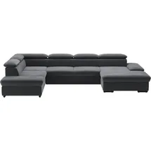 sit&more Wohnlandschaft SIT & MORE "Alcudia U-Form", grau (dunkelgrau), B:349cm H:73cm T:226cm, 98% Polyester, 2% Polyamid, Sofas, Wohnlandschaft, wahlweise mit Bettfunktion
