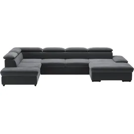 sit&more Wohnlandschaft SIT & MORE "Alcudia U-Form", grau (dunkelgrau), B:349cm H:73cm T:226cm, 98% Polyester, 2% Polyamid, Sofas, Wohnlandschaft, wahlweise mit Bettfunktion