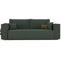 GREKPOL Schlafsofa mit Bettkasten 255x105 - Sofa Cord Grün - Sofa mit schlaffunktion - Couch mit Schlaffunktion - Sofa 3 Sitzer - Wohnzimmer Couch - Schlafcouch