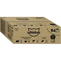Whiskas Adult 1+ Katzennassfutter Gemischte Auswahl in Gelee, 84 Portionsbeutel, 84x85g (1 Großpackung) – Hochwertiges Katzenfutter nass, für ausgewachsene Katzen