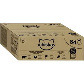 Whiskas Adult 1+ Katzennassfutter Gemischte Auswahl in Gelee, 84 Portionsbeutel, 84x85g (1 Großpackung) – Hochwertiges Katzenfutter nass, für ausgewachsene Katzen