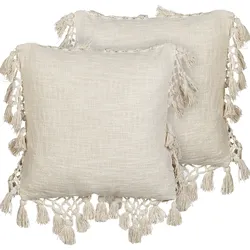 Kissen 2er Set OLEARIA Baumwolle 45 x 45 cm Kein Muster Beige