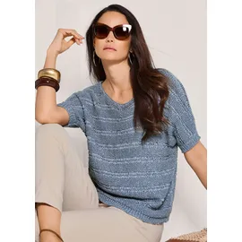 Madeleine Bändchen-Pullover mit Glanz-Effekt Blau 34