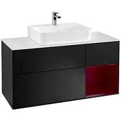 Villeroy und Boch Finion Waschtischunterschrank F171HBPD 120cm, Abdeckplatte white matt, Regal rechts Peony, Black matt lacquer