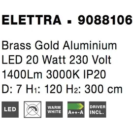 Nova Luce Elettra LED Pendelleuchte Messing Gold