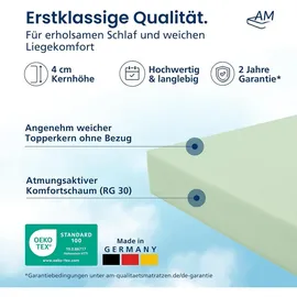 AM Qualitätsmatratzen Komfortschaum Topper 140 x 200 cm grün
