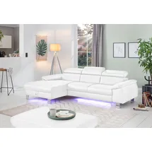 Cotta Ecksofa Komaris, Ecksofa, wahlweise mit RGB-LED-Beleuchtung und Bettfunktion/Bettkasten, weiß