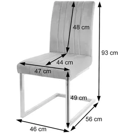 Mendler 2er-Set Freischwinger HWC-L14, Besucherstuhl Konferenzstuhl Stuhl, Samt Edelstahl gebürstet ~ türkis-blau