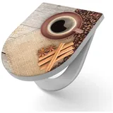 DEQORI WC-Sitz 'Blick in Kaffeetasse ', WC Toilettensitz bedruckt Klobrille Toilettendeckel Motiv WC-Brille braun