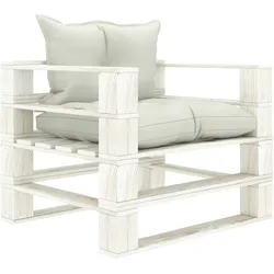 vidaXL Garten-Palettensofa mit Beigen Kissen Holz
