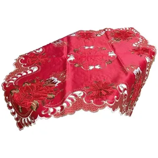Westernlifestyle Tischdecke Mitteldecke mit Spitze 100 x 100 cm Rot