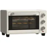 HOMCOM Minibackofen 21L mit 1 Drahtgestell 1 Backblech 3 Kochmodi Glas Cremeweiß