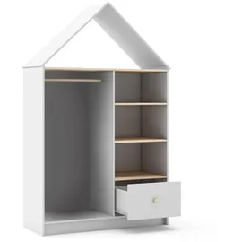 CaliCosy Kinderkleiderschrank LÉONIE 45 x 180 x 110 cm Holz lackiert weiß