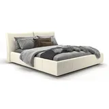 KAWOLA Bett HENRY Polsterbett Leder weiß 160x200cm