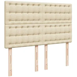 vidaXL Boxspringbett mit Matratze Creme 160x200 cm Stoff - Creme