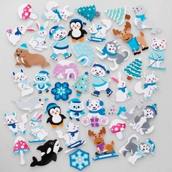 Arktische Freunde- Moosgummiaufkleber (pro Set 200) Bastelbedarf zu Weihnachten