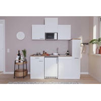 Respekta Küchenzeile Luis E-Geräte 180 cm mit Edelstahlkochmulde und Mikrowelle weiß