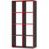 Vicco Raumteiler Standregal Bücherregal 8 Fächer Scutum Schwarz/Rot Hochregal