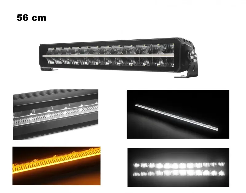 56 cm / 22 Zoll 12V–24V LED-Bar, Piano-Design, LED-Scheinwerfer, super leistungsstark, weißes und orangefarbenes Licht, Position