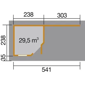 Weka Designhaus 213 B 5,41 x 2,38 m natur mit Anbau