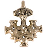 HOPLO Kreuzanhänger Hiddensee Kreuz Anhänger Schmuck groß Bronze Mjölnir Thors Hammer Thor