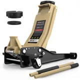 GENTOR Wagenheber hydraulisch 3T – flach 75–505 mm Hubhöhe, mit 2X Gummiauflage, Profi Rangierwagenheber für Auto, PKW, SUV & Werkstatt (Beige)