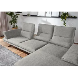 W.Schillig Ecksofa »broadway, Designsofa mit tollem Sitzkomfort, L-Form«, Sitztiefenverstellung, Kopfteil- & Seitenteilverstellung, Breite 291cm grau