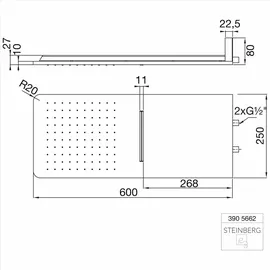 Steinberg Wall Rain Kopfbrause 600x250mm (3905662S)
