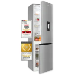 Exquisit Kühl-Gefrierkombination KGC265-70-NF-WS-040C inoxlook | No Frost | Nutzinhalt: 251 L | Temperaturregelung | Alarm