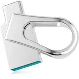 RAOYI USB C Stick 64GB Mini 2-IN-1 USB Stick Mini USB 3.0 OTG Typ-C Flash Laufwerk USB Stick 64GB Metall Wasserdicht USB Type C Speicherstick für ipnone 15 Smartphone Android Windows (Silber)